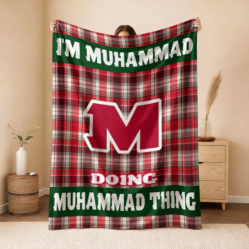 I'm Name Doing Name Things Red Plaid Fleece Blanket MUHAMMAD 13K1 BK49