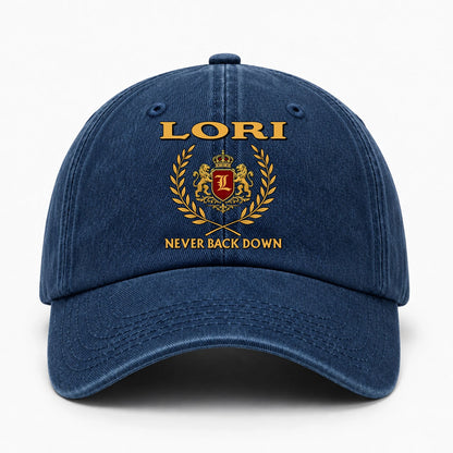 Never Back Down Royal Blue Denim Cap LORI 13K1 C60PF