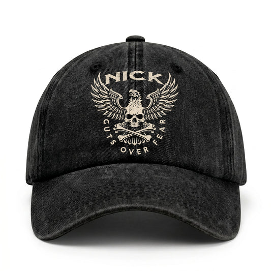Your Name Guts Over Fear With Eagle And Skull Washed Cap NICK 13K1 C75PF