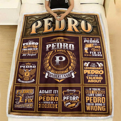 PEDRO Personalized Blanket | Custom Name Cozy Throw Gift 13K1-BK4