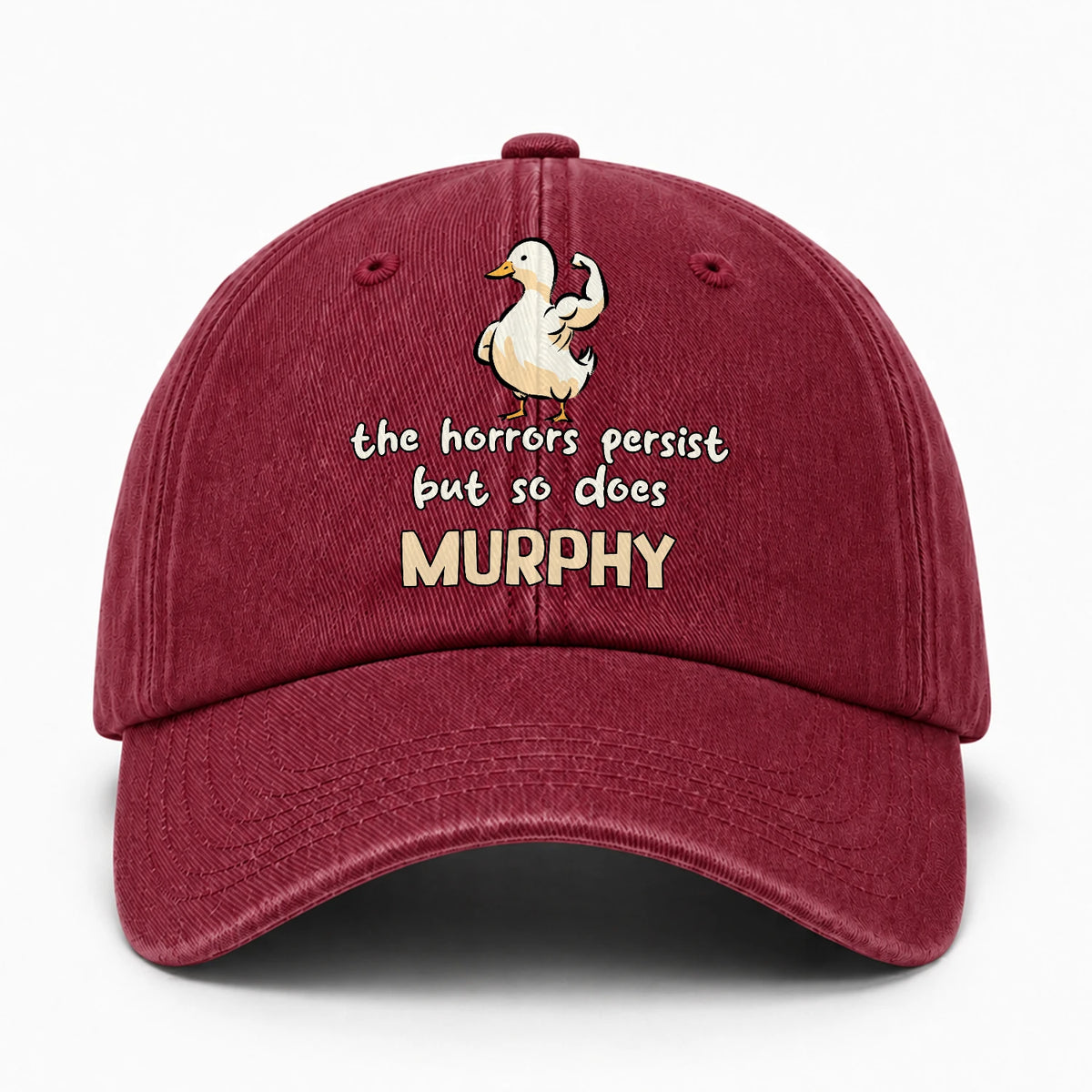 The Horrors Persist But So Does Your Name Funny Goose Burgundy Washed Cap MURPHY 13K1 C126PF