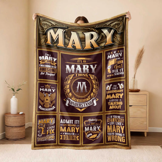 MARY Personalized Blanket | Custom Name Cozy Throw Gift 13K1-BK4