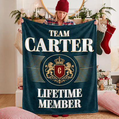 Team Your Name Lifetime Member Sage Green Fleece Blanket CARTER 13K1 BK42