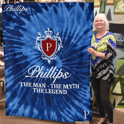 The Man The Myth The Legend Blue Waves Fleece Blanket PHILLIPS 13K1 BK11