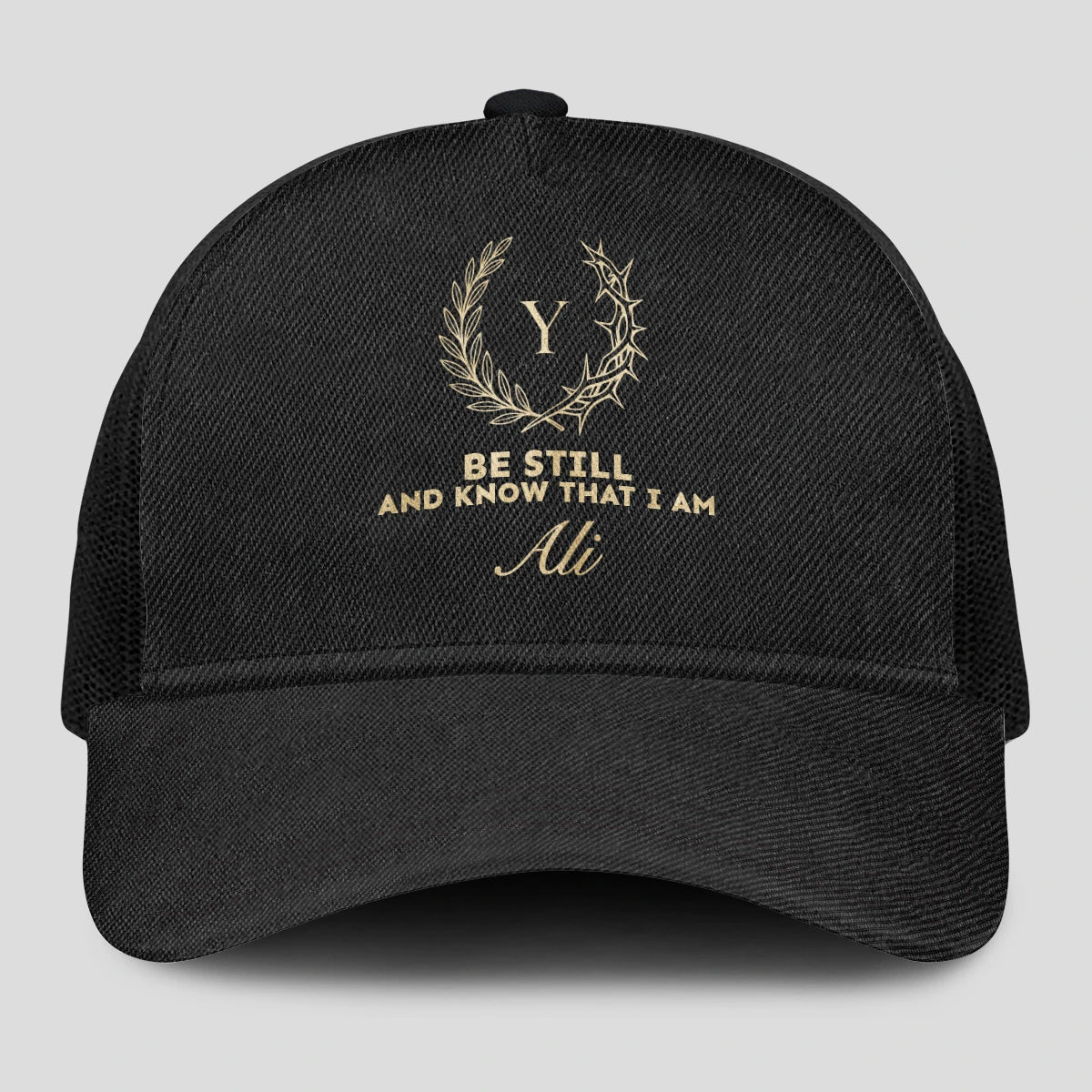 Be Still And Know That I Am Name Black Mesh Cap ALI 13K1 C202PF