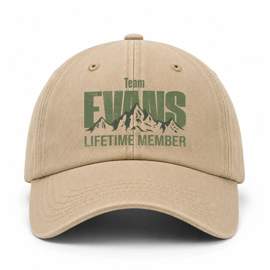 Team Your Name Lifetime Member Mountain Cap EVANS 13K1 C58PF