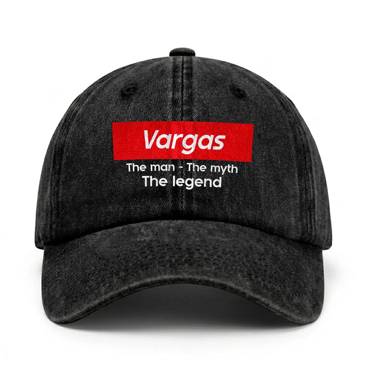 Your Name The Man The Myth The Legend Red Logo Washed Cap VARGAS 13K1 C130PF