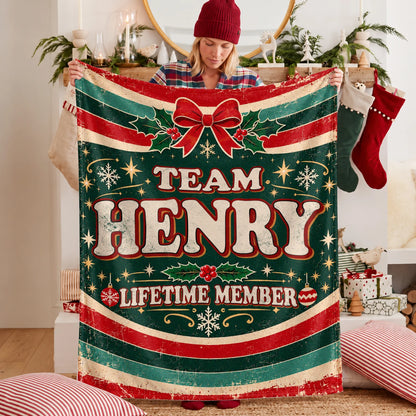 Team Your Name Lifetime Member Christmas Fleece Blanket HENRY 13K1 BK52