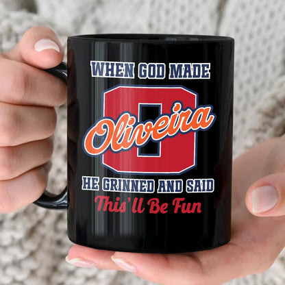 When God Made Your Name Personalized Baseball Mug OLIVEIRA 13K1 MG07