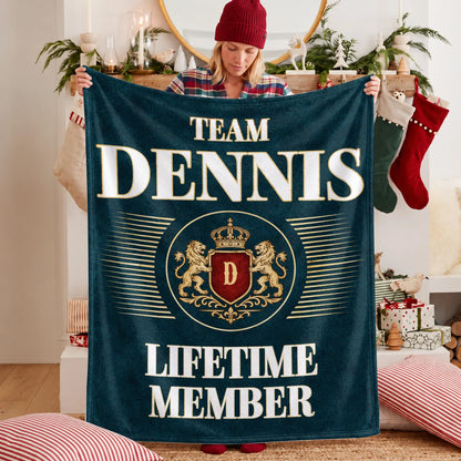 Team Your Name Lifetime Member Sage Green Fleece Blanket DENNIS 13K1 BK42