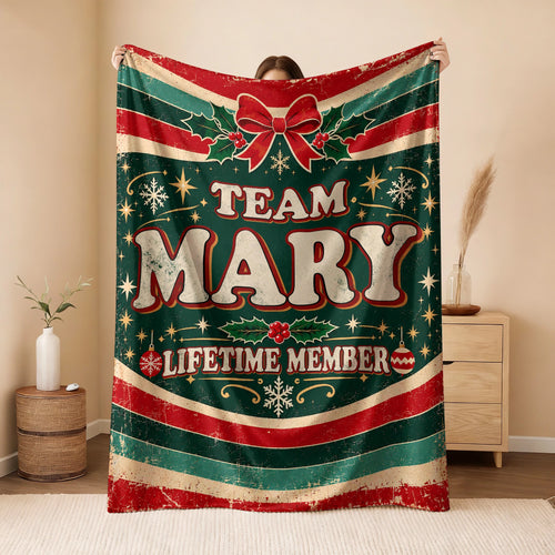 Team Your Name Lifetime Member Christmas Fleece Blanket MARY 13K1 BK52