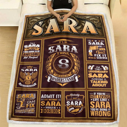 SARA Personalized Blanket | Custom Name Cozy Throw Gift 13K1-BK4