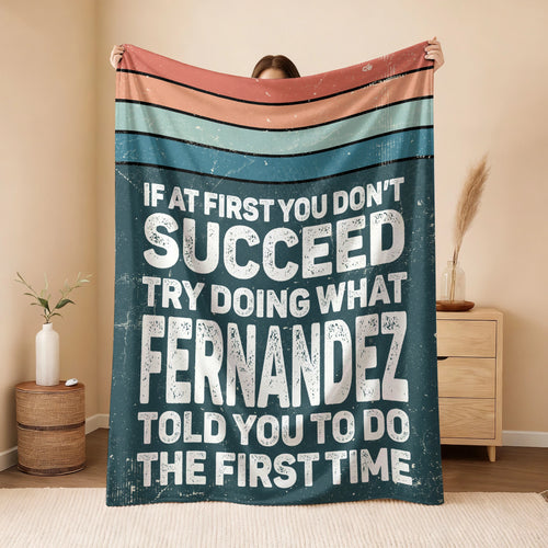 If At First You Don’t Succeed Retro Green Fleece Blanket FERNANDEZ 13K1 BK29