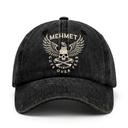 Your Name Guts Over Fear With Eagle And Skull Washed Cap MEHMET 13K1 C75PF