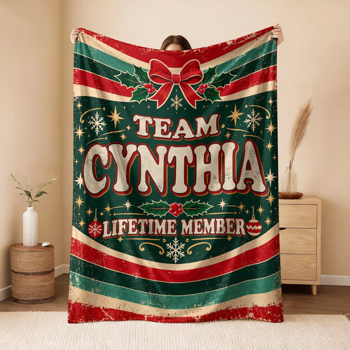 Team Your Name Lifetime Member Christmas Fleece Blanket CYNTHIA 13K1 BK52