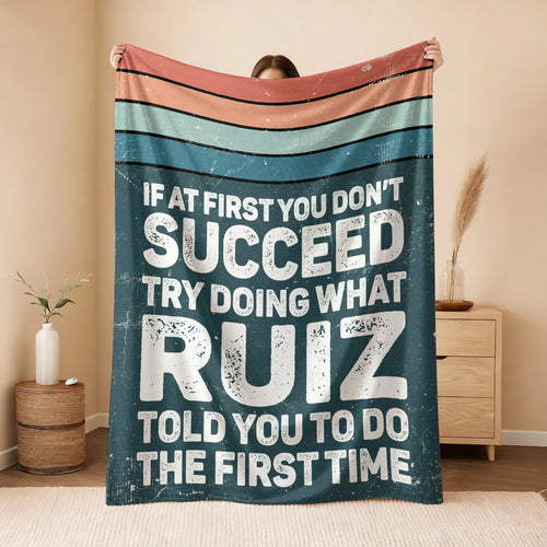 If At First You Don’t Succeed Retro Green Fleece Blanket RUIZ 13K1 BK29