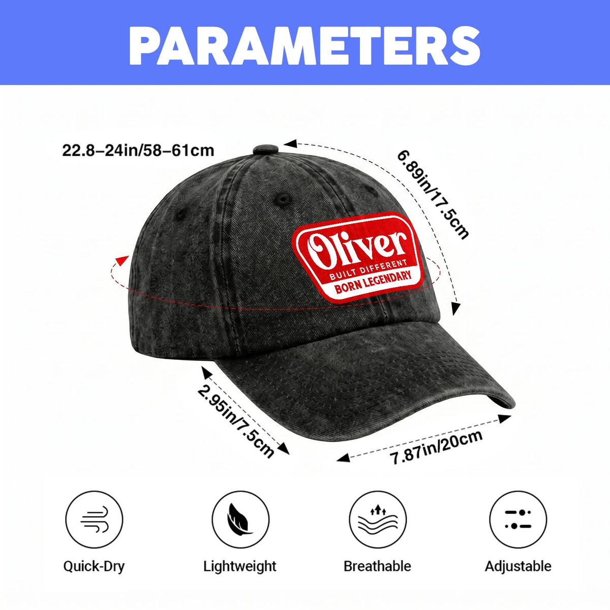 Built Different Born Legendary Red Logo Washed Cap OLIVER 13K1 C63PF