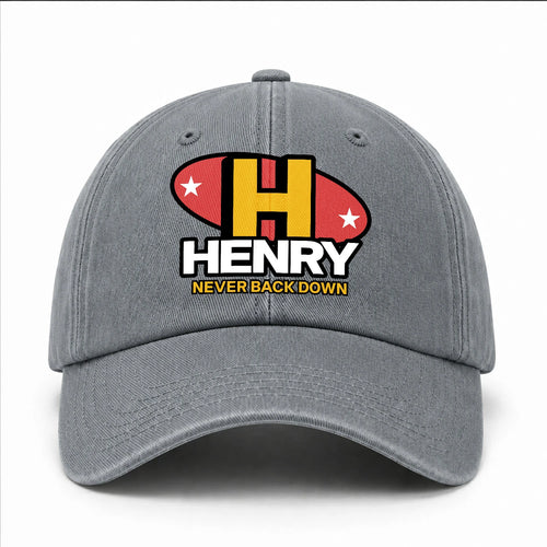 Never Back Down With Your Name And Initial Letter Washed Cap HENRY 13K1 C82PF