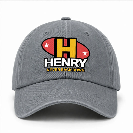 Never Back Down With Your Name And Initial Letter Washed Cap HENRY 13K1 C82PF