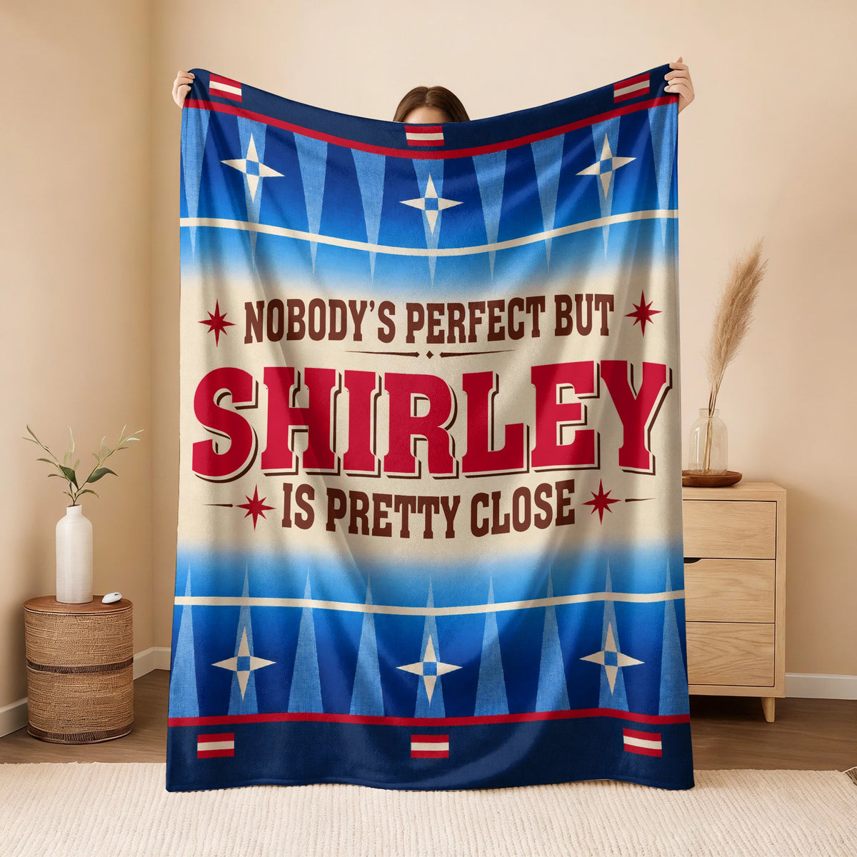 Nobody's Perfect But Your Name Is Close Native American Fleece Blanket SHIRLEY 13K1 BK57