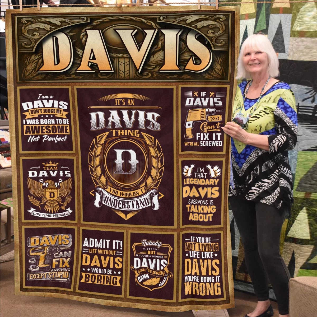 DAVIS Personalized Blanket | Custom Name Cozy Throw Gift 13K1-BK4