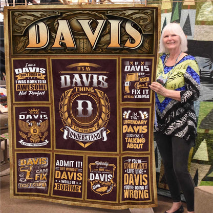 DAVIS Personalized Blanket | Custom Name Cozy Throw Gift 13K1-BK4