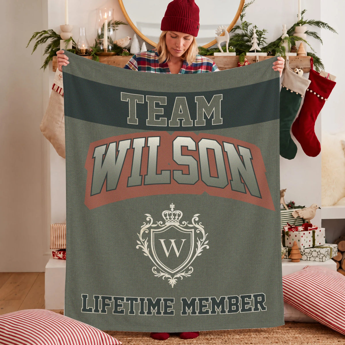 Team Your Name Lifetime Member Sage Green Fleece Blanket WILSON 13K1 BK22