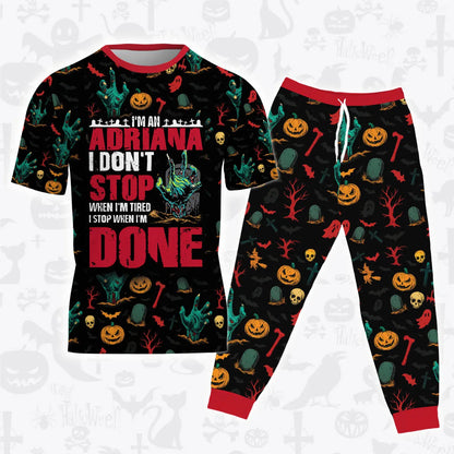 ADRIANA Halloween Pajamas Set Tshirt & Pants Horror Skull Pumpkin 13K1-HL3