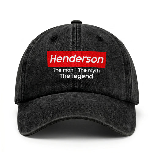 Your Name The Man The Myth The Legend Red Logo Washed Cap HENDERSON 13K1 C130PF
