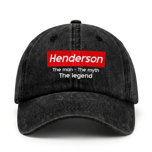 Your Name The Man The Myth The Legend Red Logo Washed Cap HENDERSON 13K1 C130PF