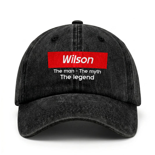 Your Name The Man The Myth The Legend Red Logo Washed Cap WILSON 13K1 C130PF