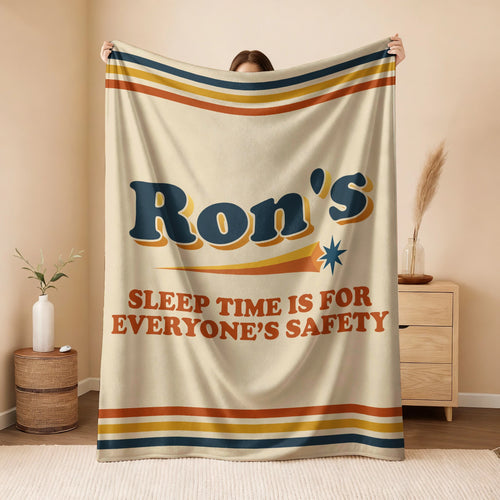 Your Name's Sleep Time Funny Retro Fleece Blanket RON 13K1 BK67