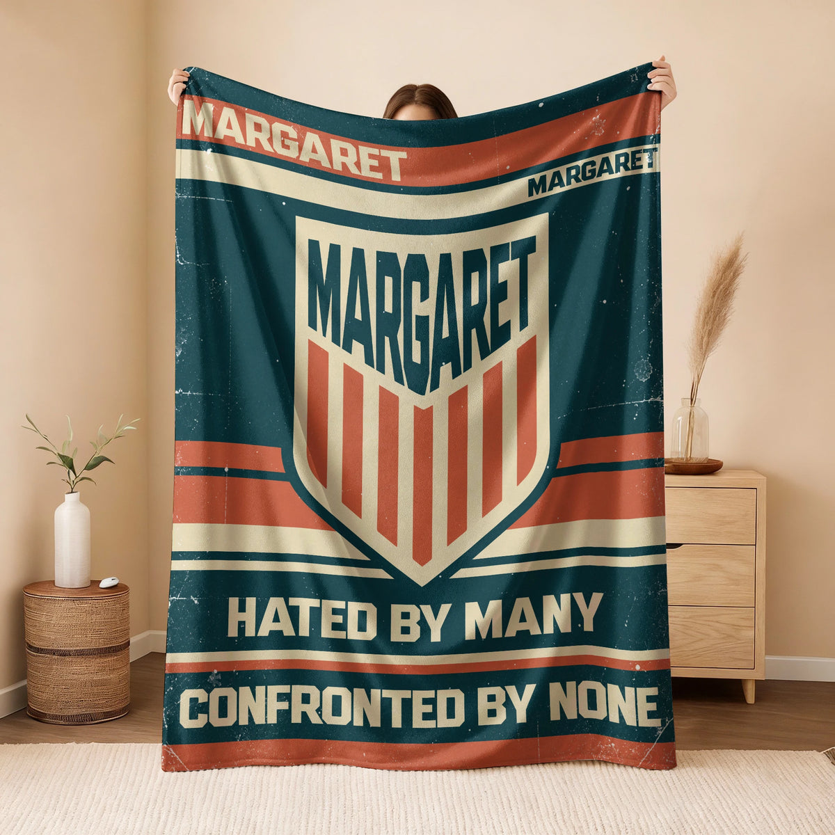 Hated By Many Confronted By None Retro Fleece Blanket MARGARET 13K1 BK58