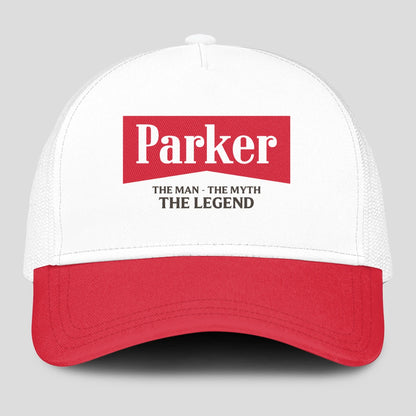 The Man The Myth The Legend Red And White Mesh Cap PARKER 13K1 C197PF