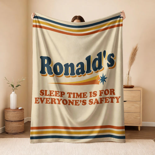 Your Name's Sleep Time Funny Retro Fleece Blanket RONALD 13K1 BK67