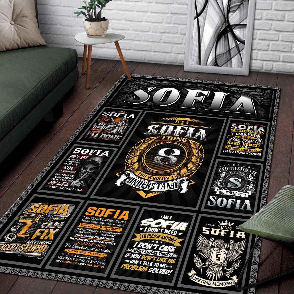 SOFIA Personalized Sponge Floor Mat – Custom Printed Home Decor 13K1-AR2