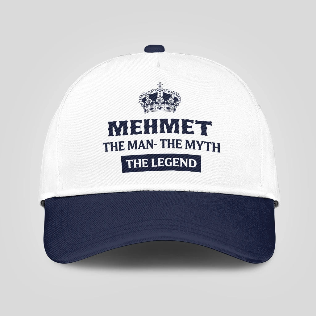 The Man The Myth The Legend King Crown Blue And White Cap MEHMET 13K1 C147PF