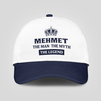 The Man The Myth The Legend King Crown Blue And White Cap MEHMET 13K1 C147PF