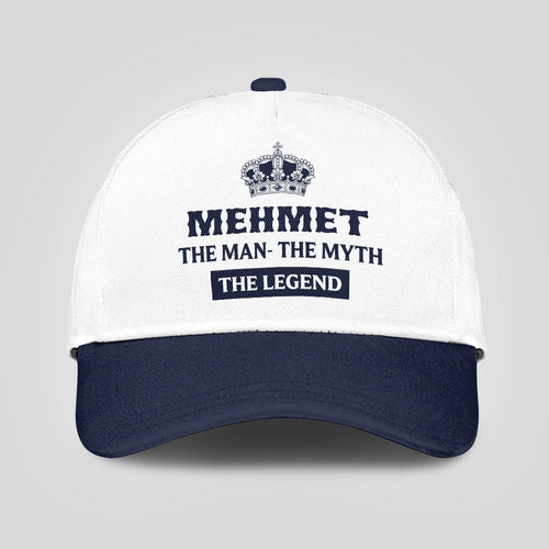 The Man The Myth The Legend King Crown Blue And White Cap MEHMET 13K1 C147PF