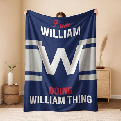 I'm Name Doing Name Things Navy Fleece Blanket WILLIAM 13K1 BK51