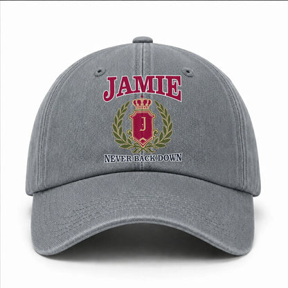Your Name Never Back Down Royal Washed Cap JAMIE 13K1 C77PF