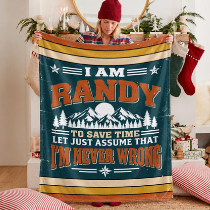 I'm Name Never Wrong Funny Retro Fleece Blanket RANDY 13K1 BK66