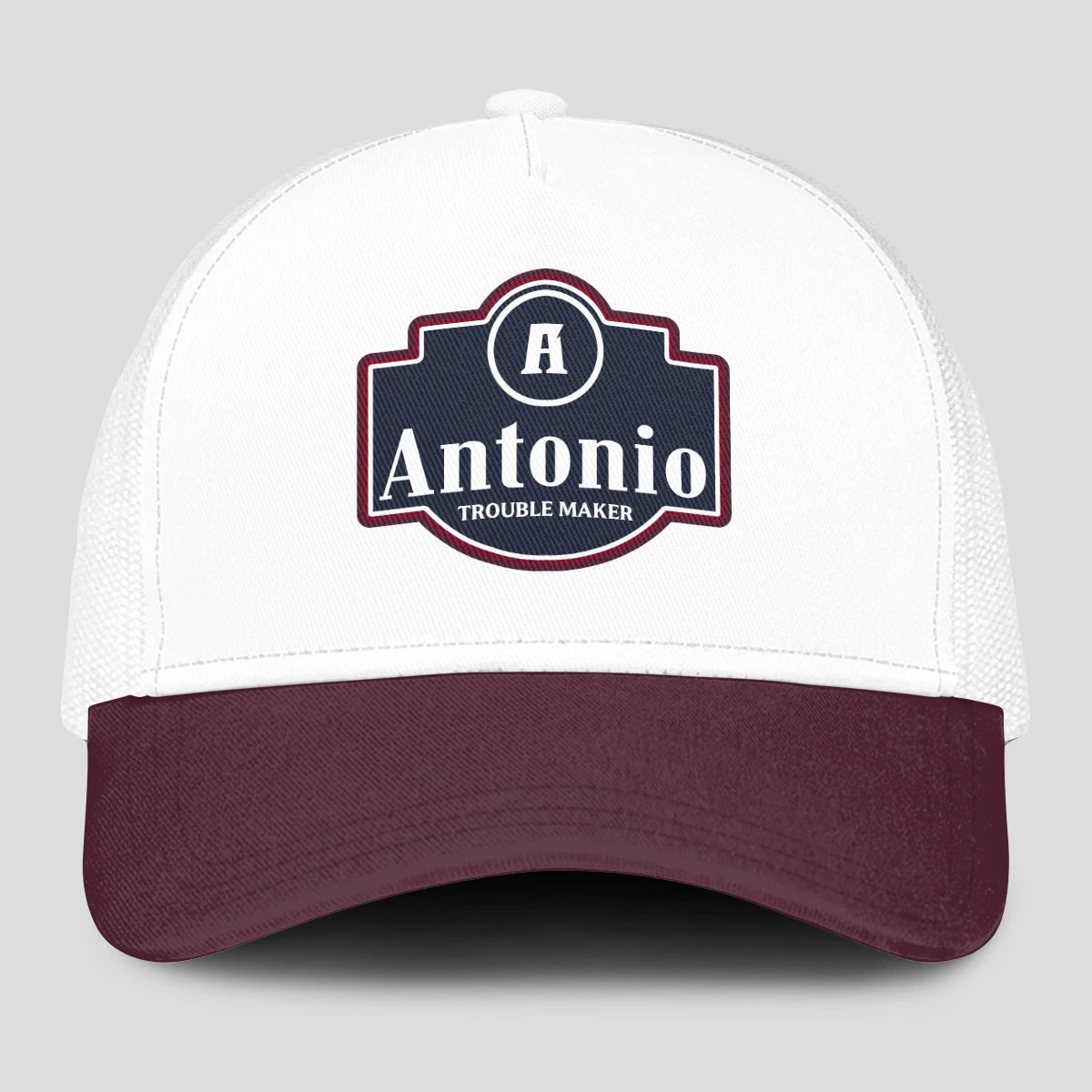 Trouble Maker Burgundy And White Funny Mesh Cap ANTONIO 13K1 C201PF
