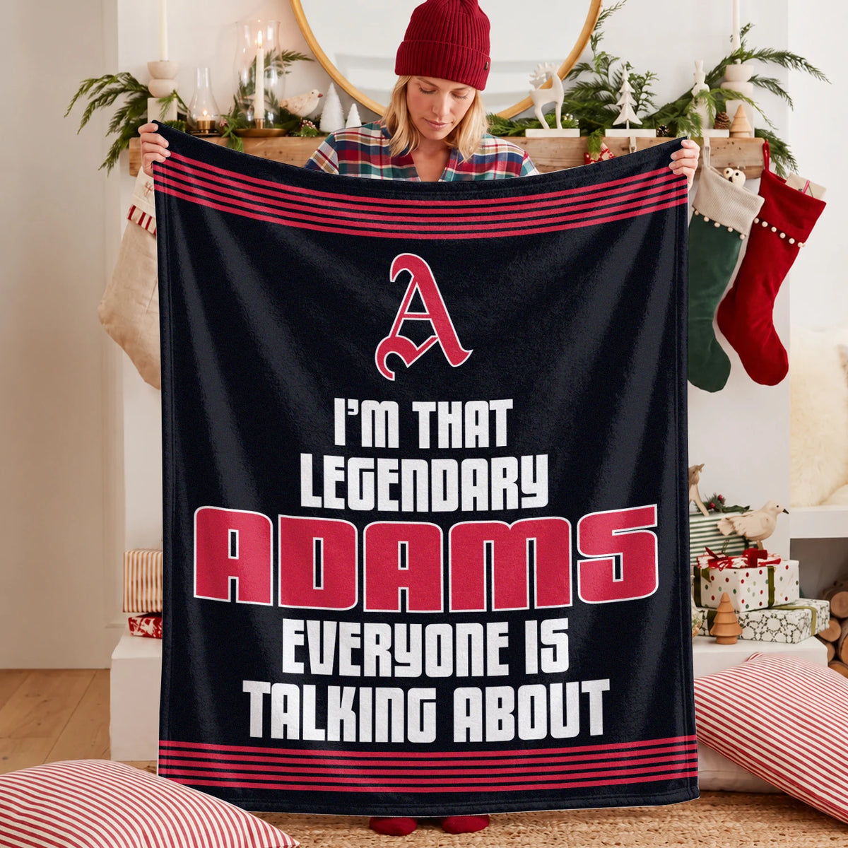 I'm That Legendary Name Dark Red Fleece Blanket ADAMS 13K1 BK48