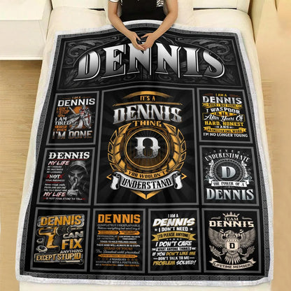 DENNIS Personalized Blanket | Custom Name Cozy Throw Gift 13K1-BK2