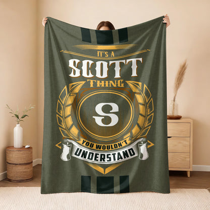 It's A Your Name Thing Olive Green Logo Fleece Blanket SCOTT 13K1 BK31