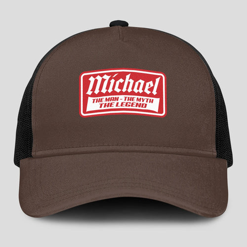 The Man The Myth The Legend Red Logo Brown Mesh Cap MICHAEL 13K1 C203PF