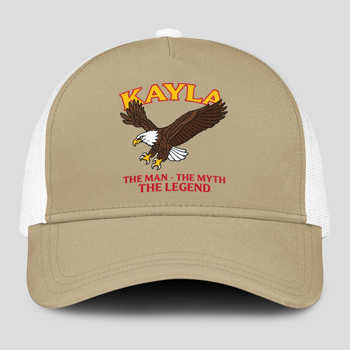The Man The Myth The Legend Eagle Khaki Mesh Cap KAYLA 13K1 C210PF