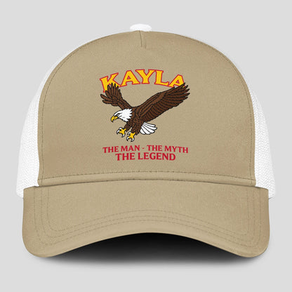 The Man The Myth The Legend Eagle Khaki Mesh Cap KAYLA 13K1 C210PF