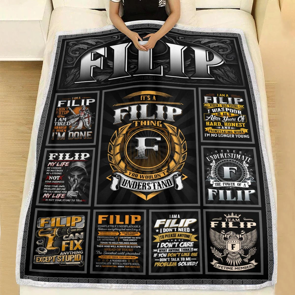 FILIP Personalized Blanket | Custom Name Cozy Throw Gift 13K4-BK2